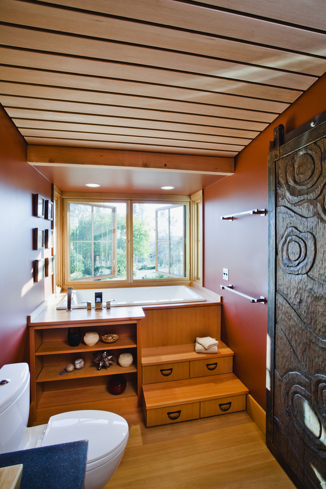 Deep Soaking Tub Bathroom Farmhouse with Arkin Bathroom Bookshelves Carved