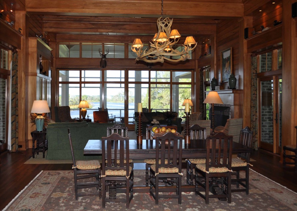 Deer Antler Chandelier Dining Room Traditional with Antique Dining Table Antler