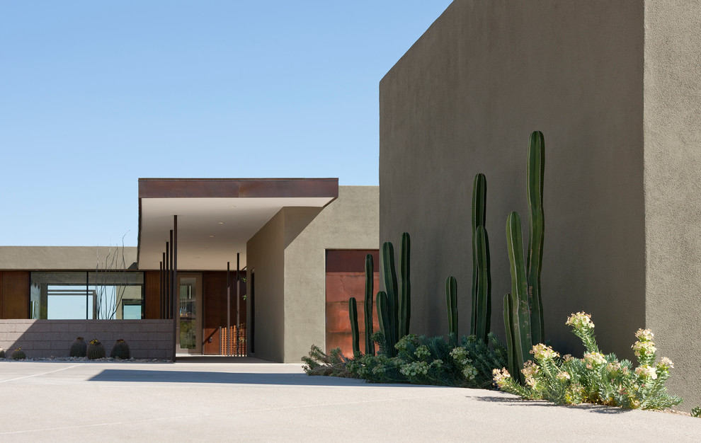Desert Landscape Design Exterior Modern with Bridge Cactus Cantilever Concrete