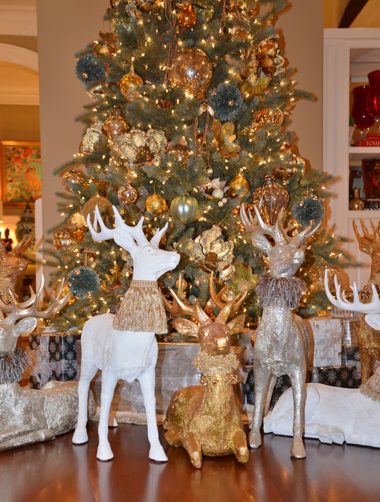 Designer Christmas Trees Spaces Transitional with Candles Creating Height On2