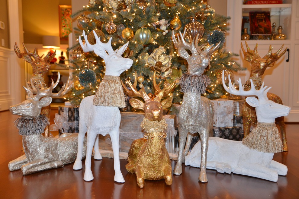 Designer Christmas Trees Spaces Transitional with Candles Creating Height On3