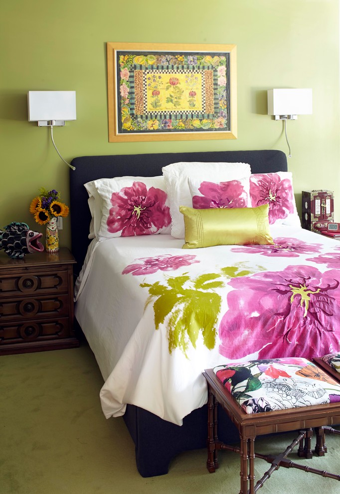 Designer Duvet Covers Bedroom Eclectic with Black Bed Dark Wood