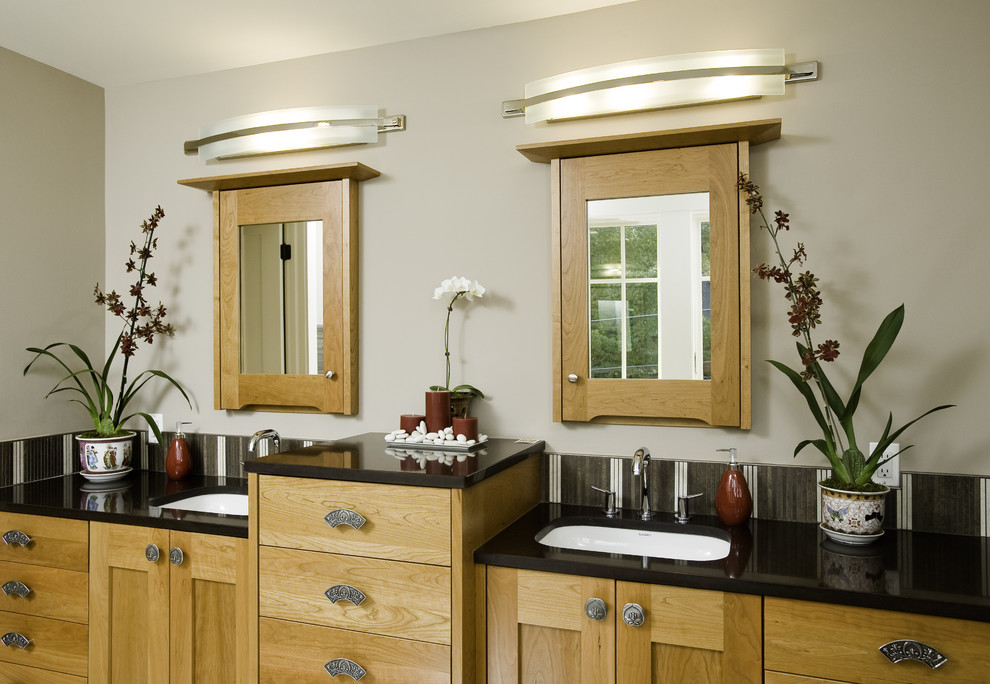 Designer Medicine Cabinets Bathroom Eclectic with Bathroom Lighting Container Plants