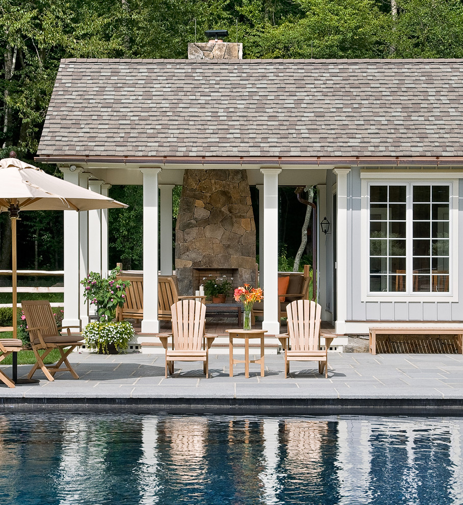 Designer Outdoor Furniture Pool Farmhouse with Adirondack Chairs Colorful Pillows