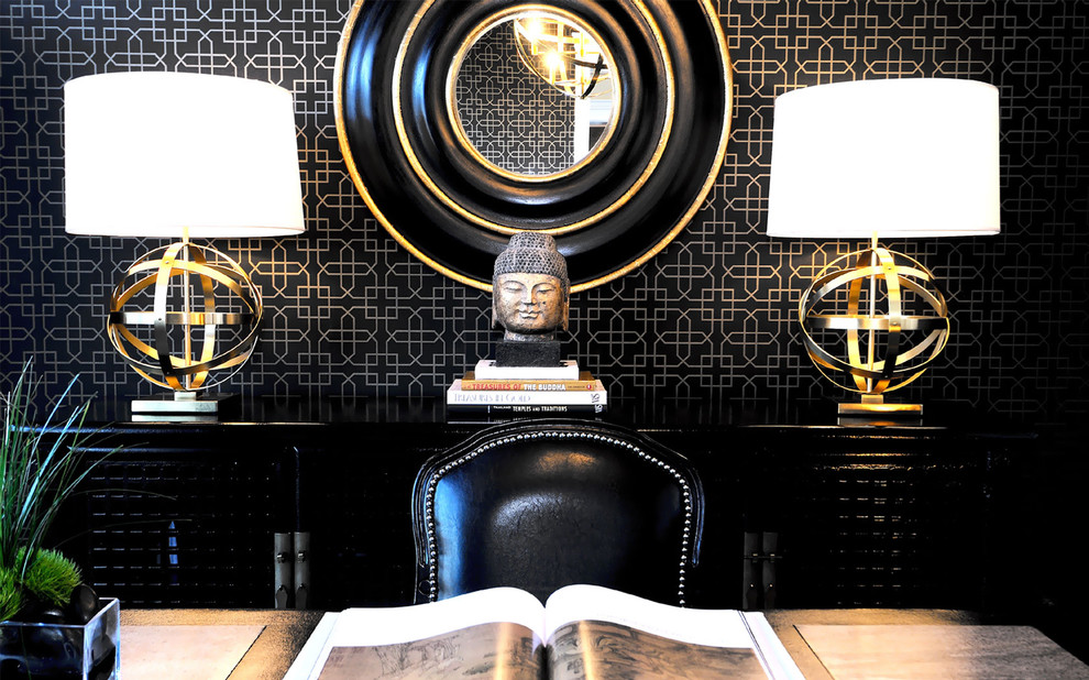 Designing a Home Office Home Office Traditional with Buddha Dark Walls Neutral