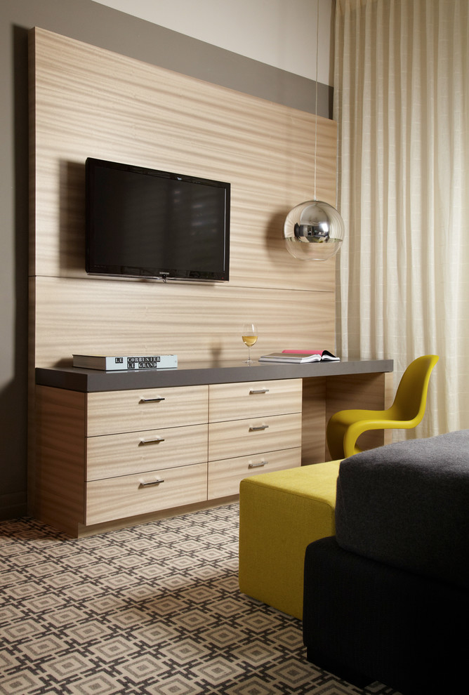 Desk Dresser Combo Bedroom Contemporary with Carpeting Chrome Ball Gray