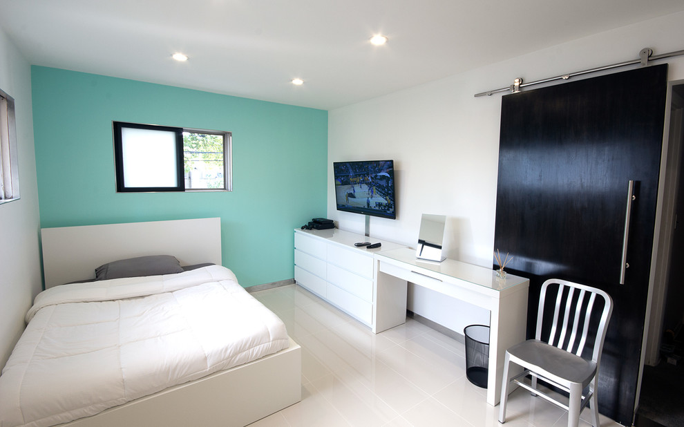 Desk Dresser Combo Bedroom Modern with Accent Wall Aluminum Bedroom