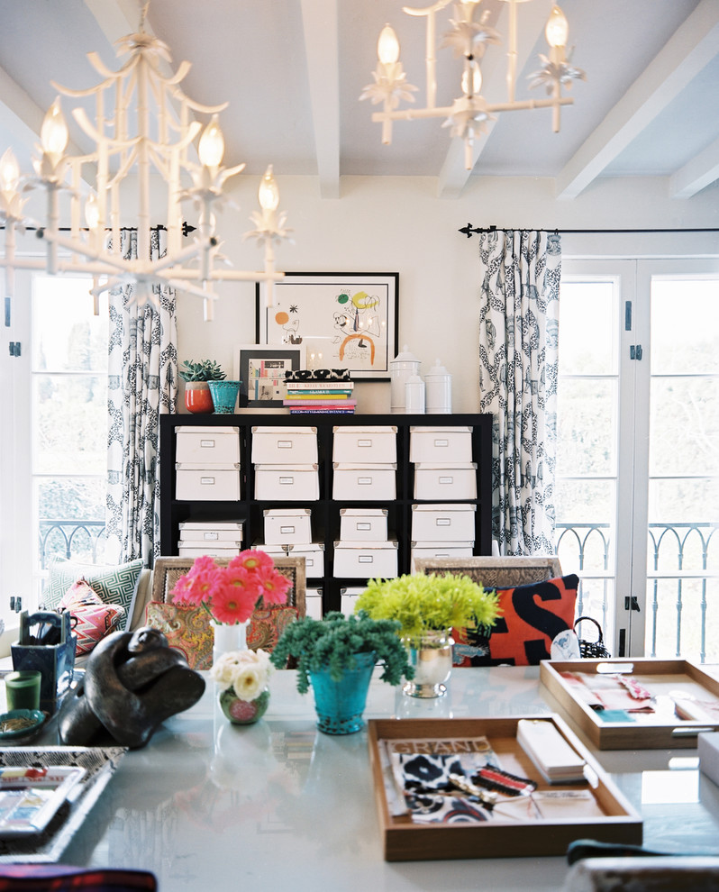 Desk Organization Ideas Home Office Eclectic with Balcony Bold Colors Bookcase