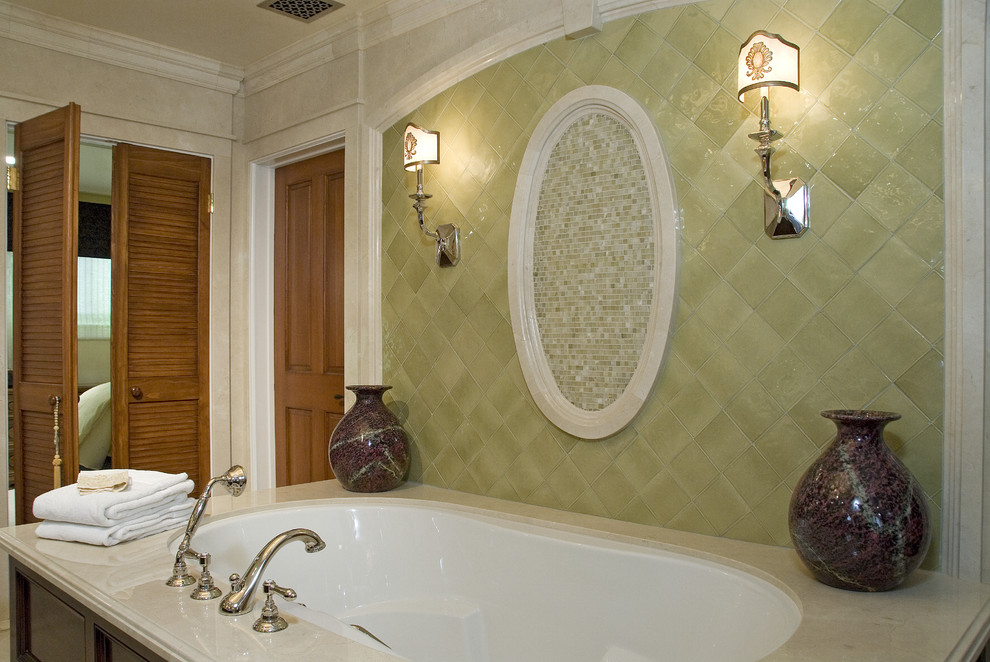 Diamond Shaped Tile Bathroom Mediterranean with Bath Fixtures Ceramics Faux