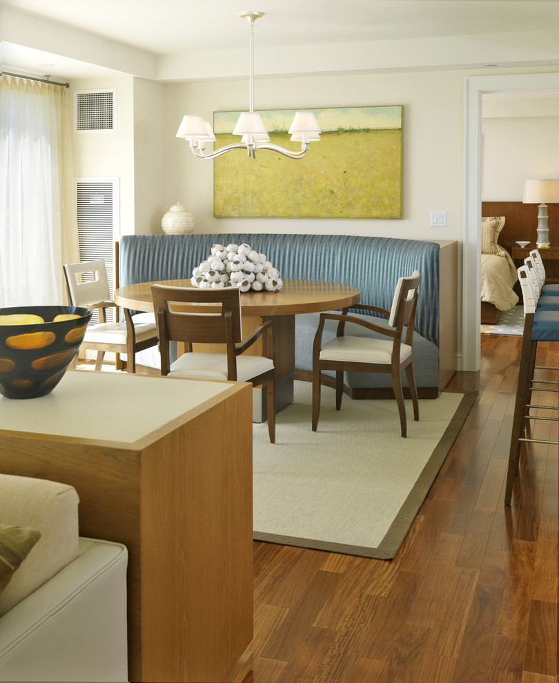 Dining Benches and Banquettes Dining Room Modern with Artwork Banquette Barstools Blue