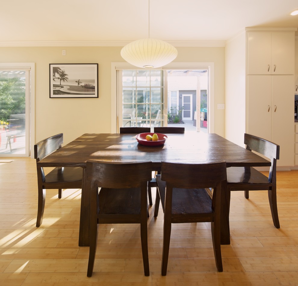 Dining Benches with Backs Dining Room Contemporary with Bamboo Flooring Dark Wood