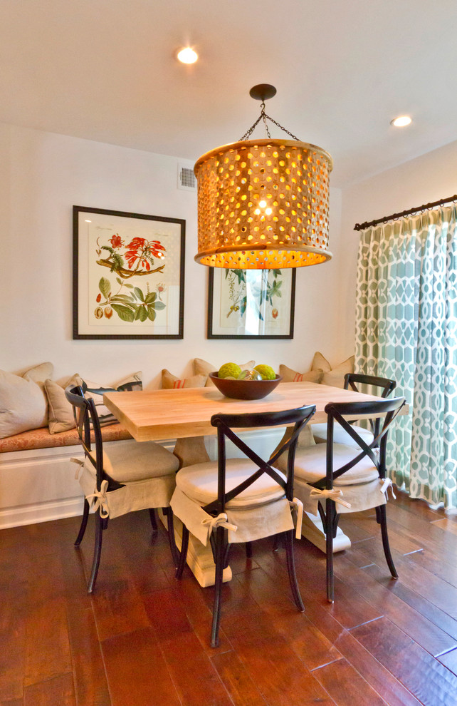 Dining Nook Bench Dining Room Eclectic with Aqua Curtains Banquette Bench