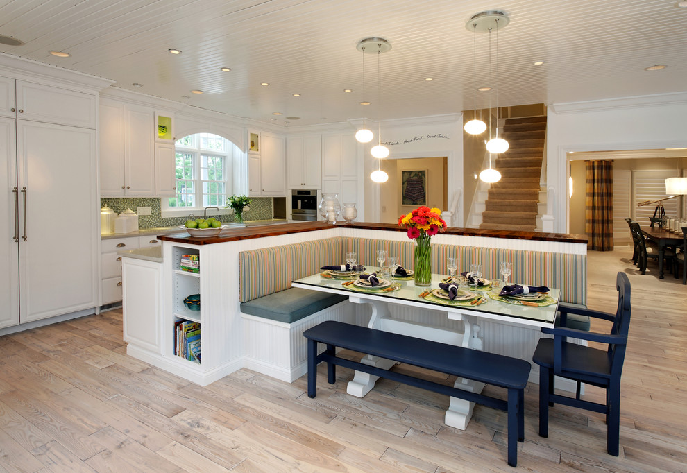 Dining Room Booth Kitchen Contemporary with Banquette Beadboard Beadboard Ceiling