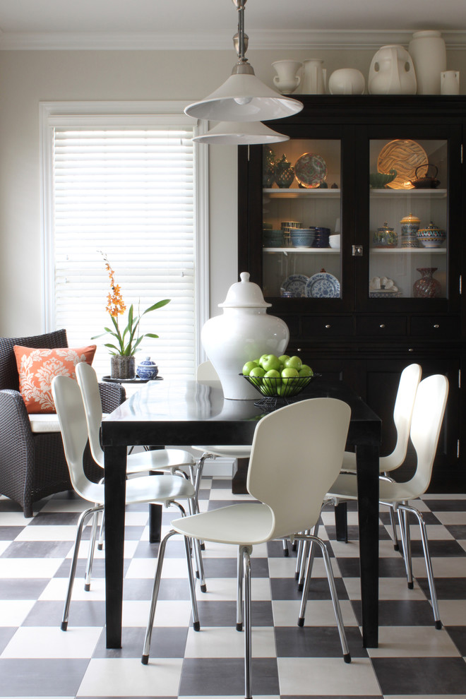 Dining Room Hutch Dining Room Traditional with Black and White Breakfast