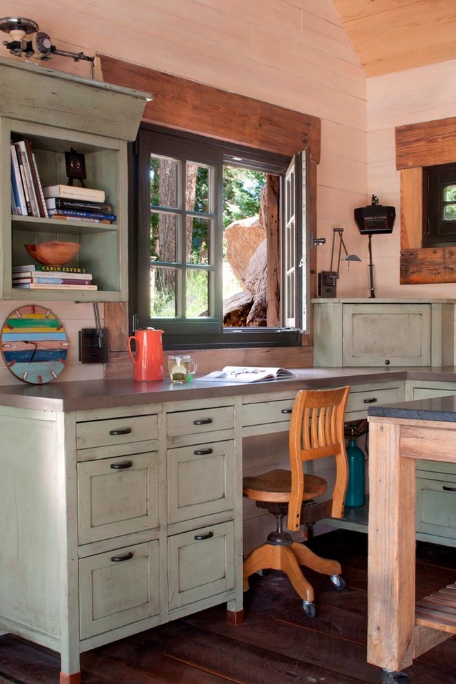 Distressed Bathroom Cabinets Home Office Rustic with Bookshelves Built in Desk