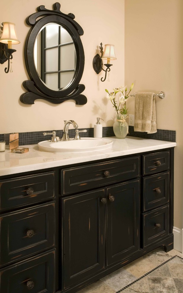 Distressed Bathroom Vanity Bathroom Traditional with None 