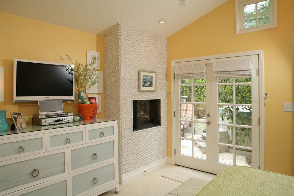 Distressed White Dresser Bedroom Contemporary with Accent Wall Bedroom Fireplace