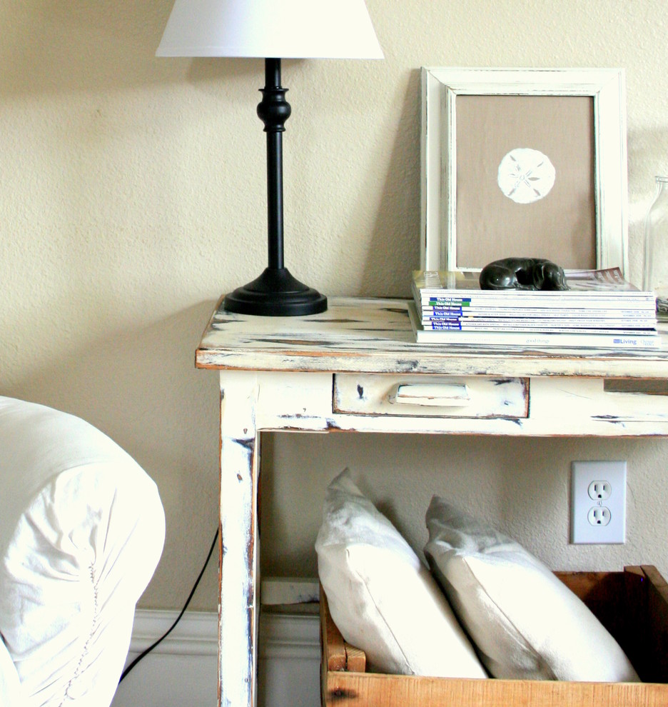 Distressed Wood Desk Family Room Traditional with None 