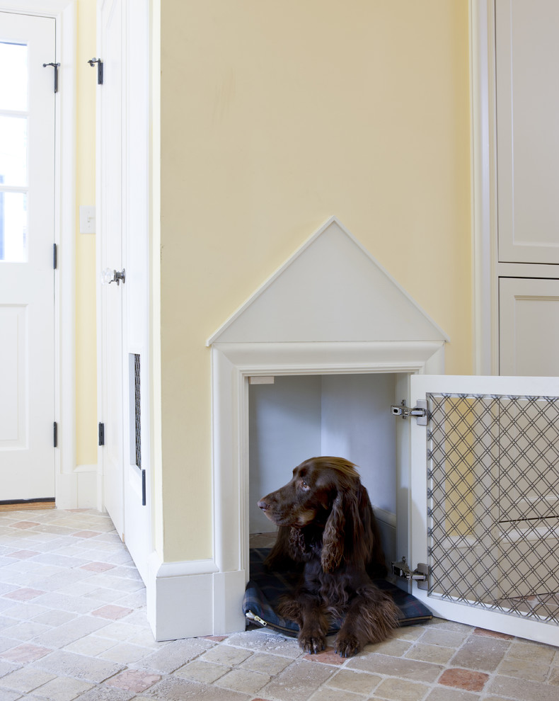 Dog Crate Furniture Entry Traditional with Brick Floors Dog Dog