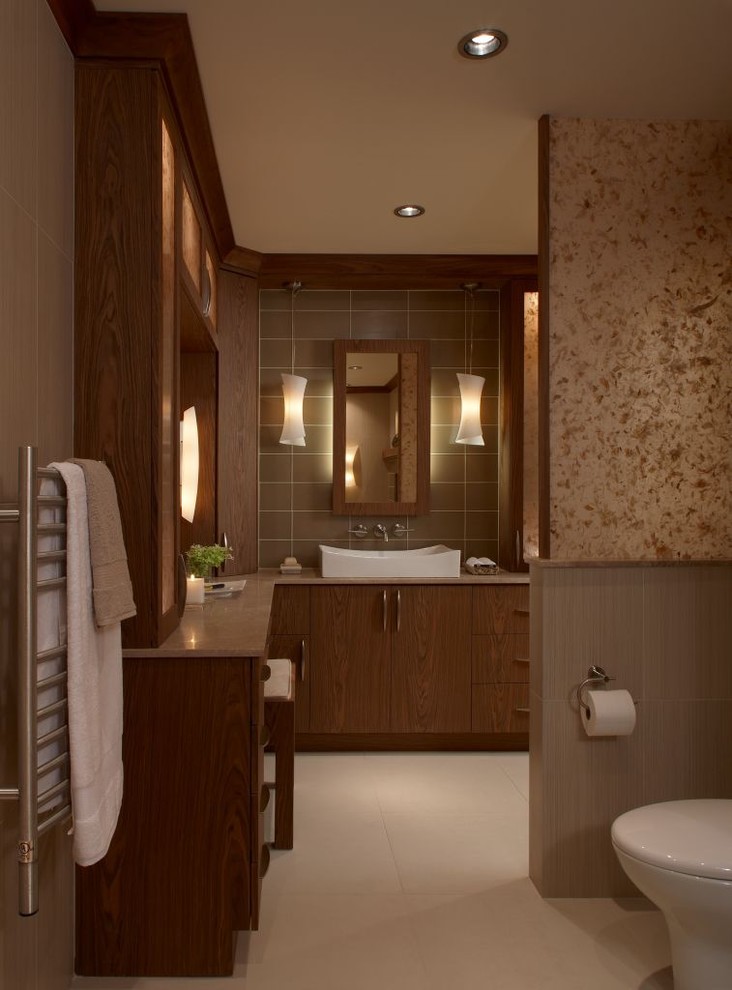 Doorless Walk in Shower Bathroom Contemporary with Cabinetry Ceiling Lighting Door