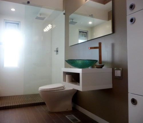 Doorless Walk in Shower Bathroom Contemporary with None 