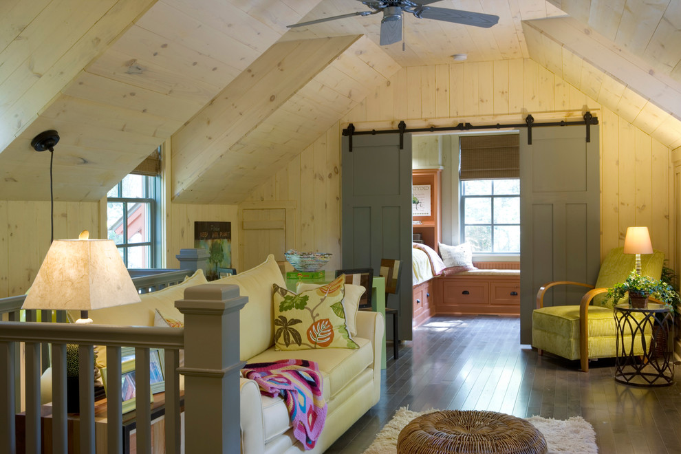 Double Barn Doors Family Room Rustic with Attic Barn Door Hardware