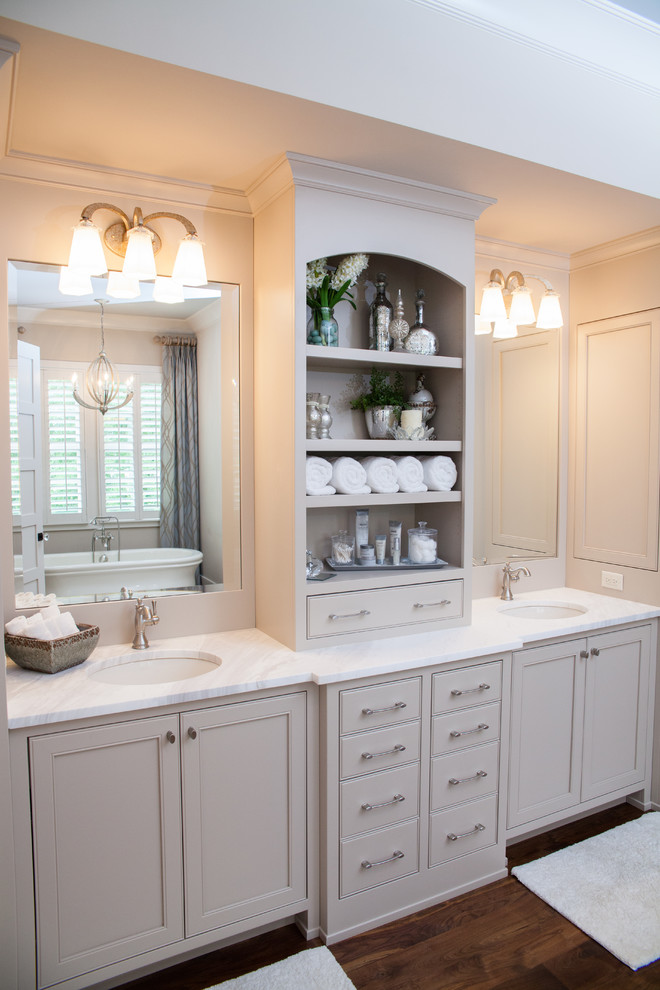 Double Bathroom Vanities Bathroom Farmhouse with Bathroom Lighting Beige Bathroom