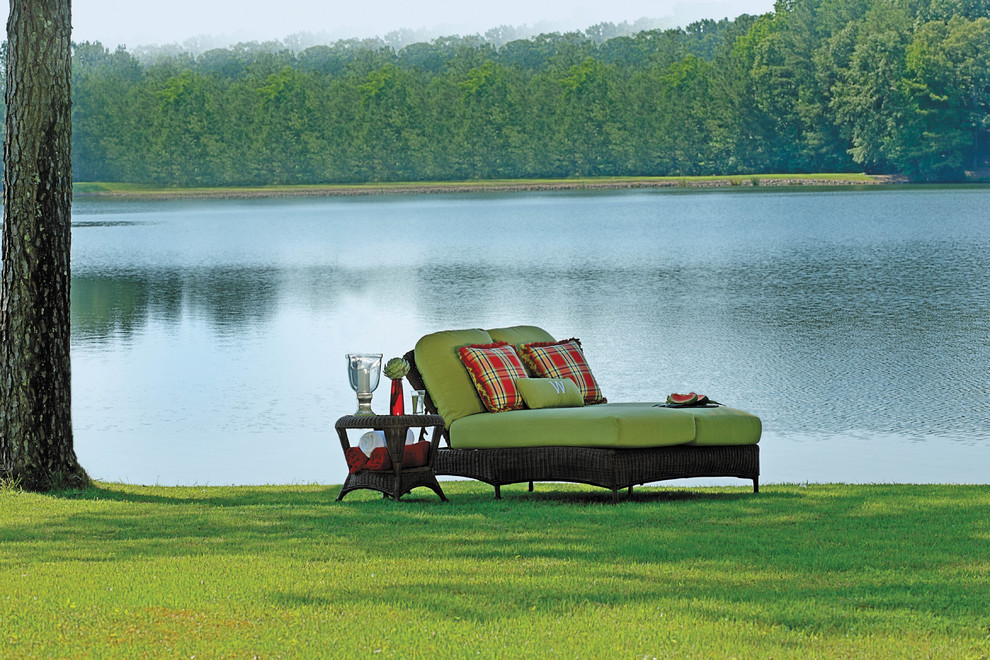 Double Chaise Lounge Outdoor Spaces Traditional with End Table Outdoor Double