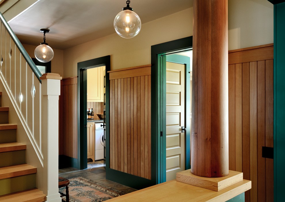 Double Pendant Light Hall Rustic with Carpet Runner Globe Lights