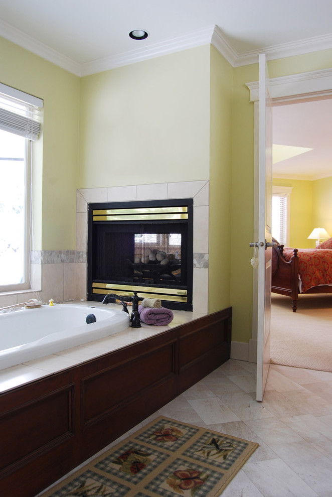 Double Sided Fireplace Bathroom Farmhouse with None 