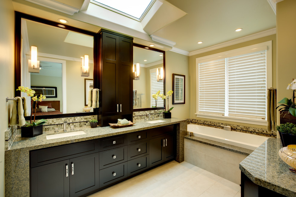 Double Sided Fireplace Bathroom Traditional with None 