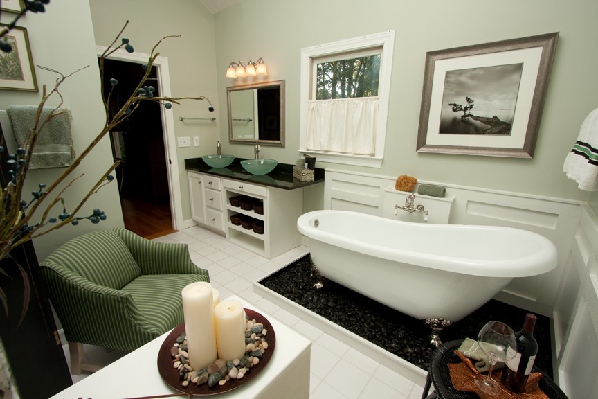 Double Sink Bathroom Ideas Bathroom Traditional with Claw Foot River Rock