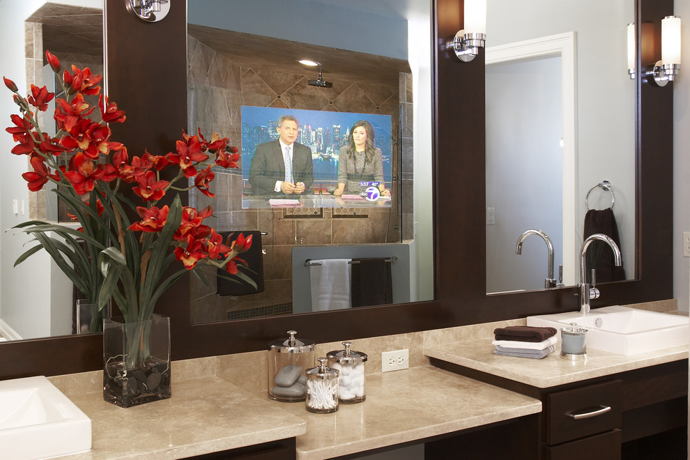 Double Sink Vanity Top Bathroom Contemporary with Bath Accessories Bathroom Mirror
