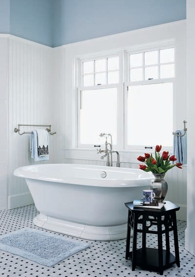 Double Towel Bar Bathroom Traditional with Basket Weave Blue Bright