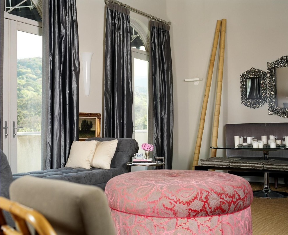 Drapes for Tall Windows Living Room Eclectic with Bamboo Banquette Curtains Damask