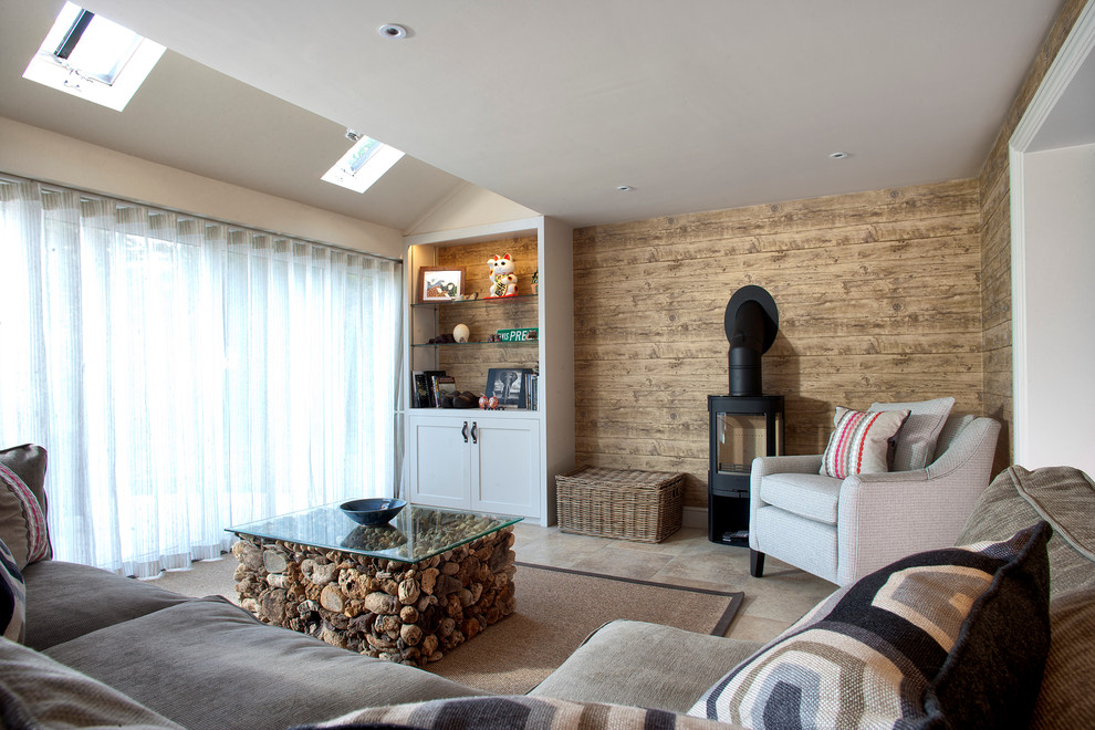 Driftwood Coffee Table Family Room Beach with Cabinetry Coastal Contemporary Family