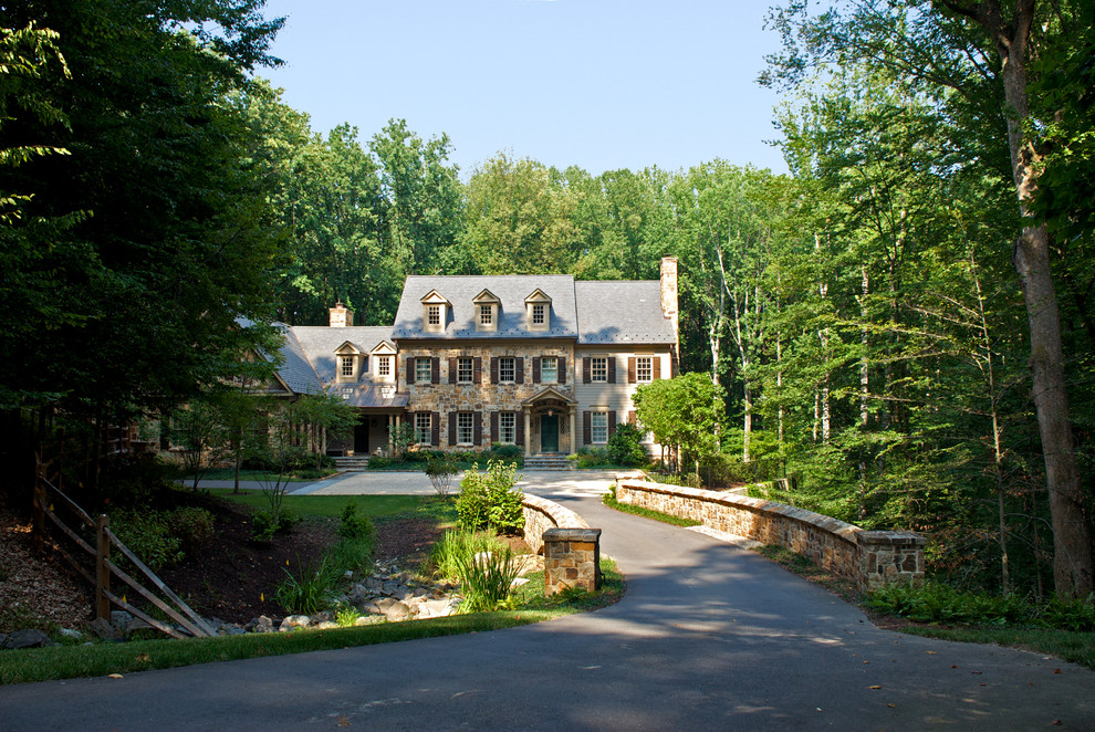 Driveway Entrance Ideas Exterior Traditional with Boulders Bridge Clearing Concrete
