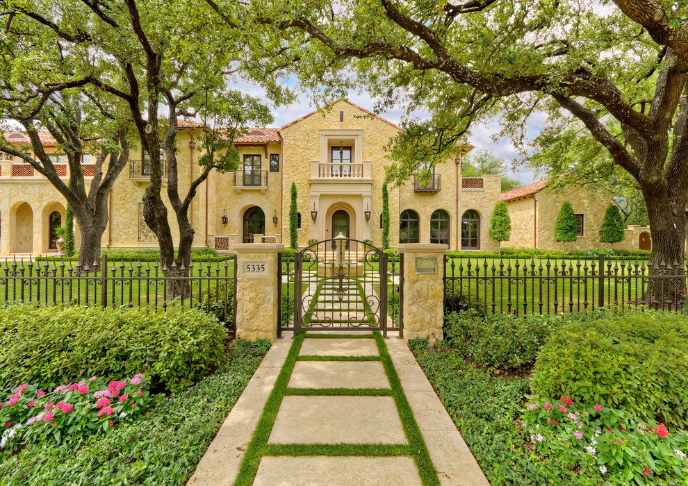 Driveway Gate Ideas Exterior Mediterranean with Arch Windows Balcony Balustrade