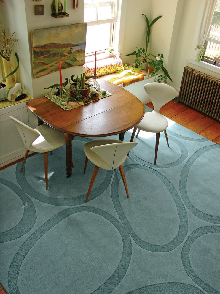 Drop Leaf Kitchen Table Dining Room Modern with Angela Adams Rug Bench