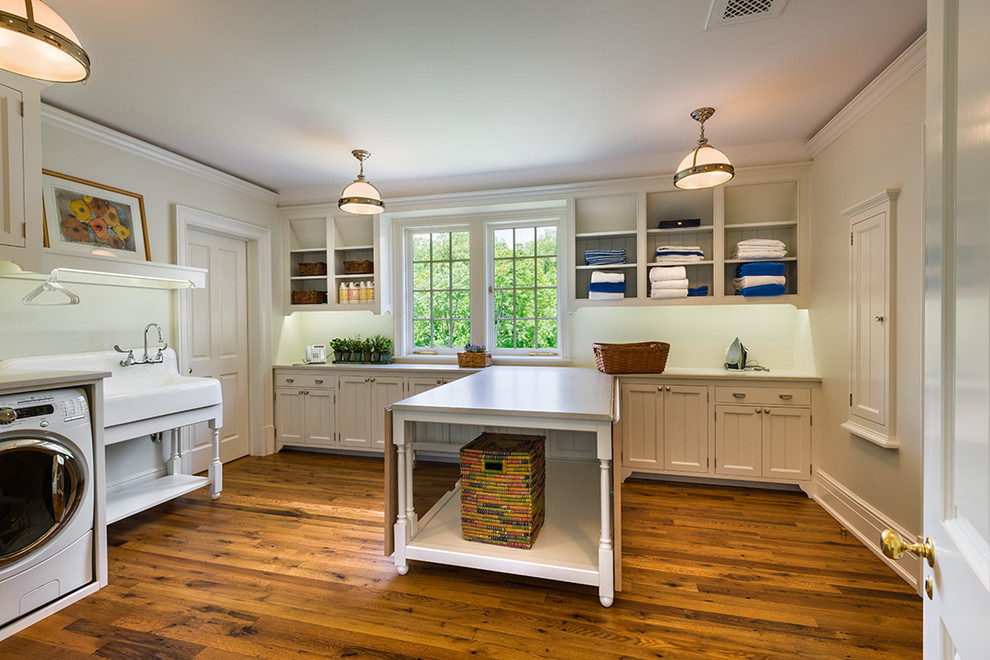 Drop Leaf Kitchen Table Laundry Room Traditional with Antique Sink Beige Cabinet