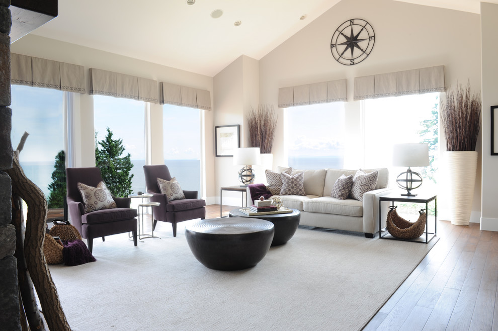 Drum Coffee Table Living Room Beach with Baskets Beach Combing Bright