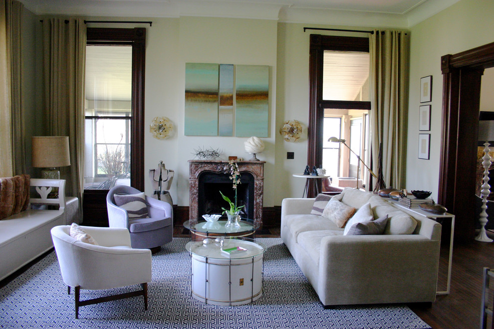 Drum Coffee Table Living Room Eclectic with Blue and White Rug