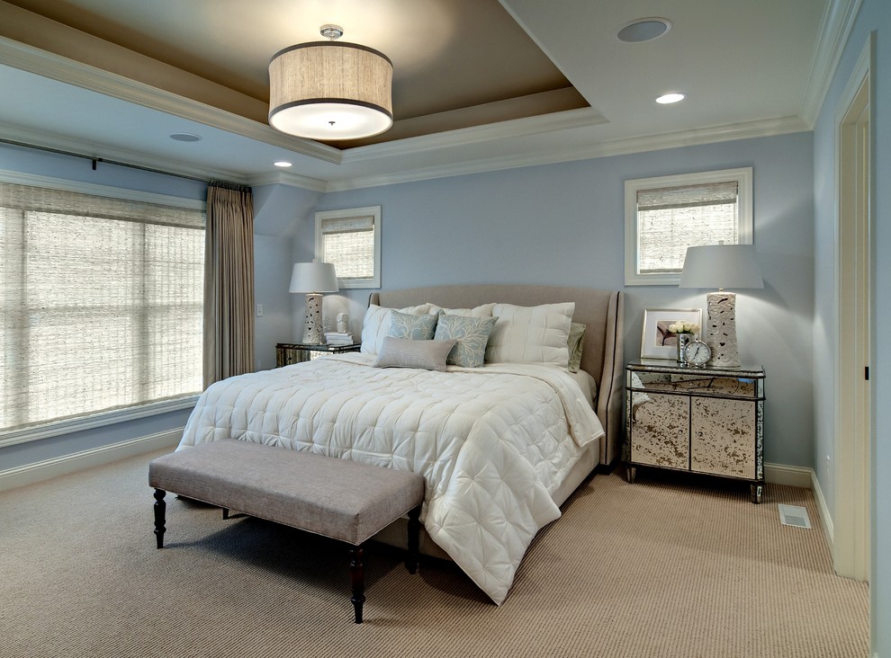 Drum Light Fixtures Bedroom Contemporary with Bedside Table Blue And