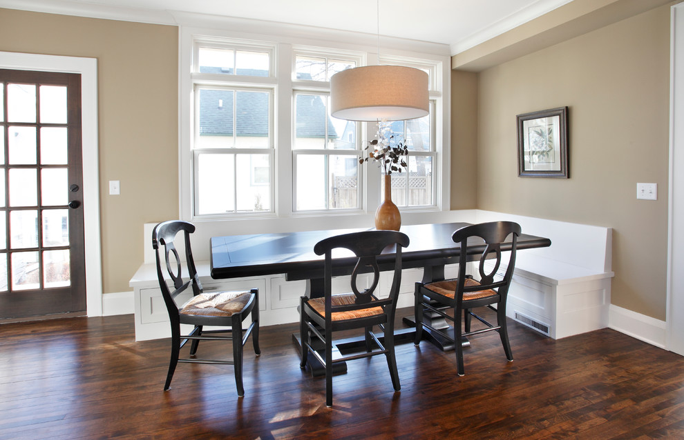 Drum Shade Chandelier Dining Room Contemporary with Banquette Bench Seating Birch