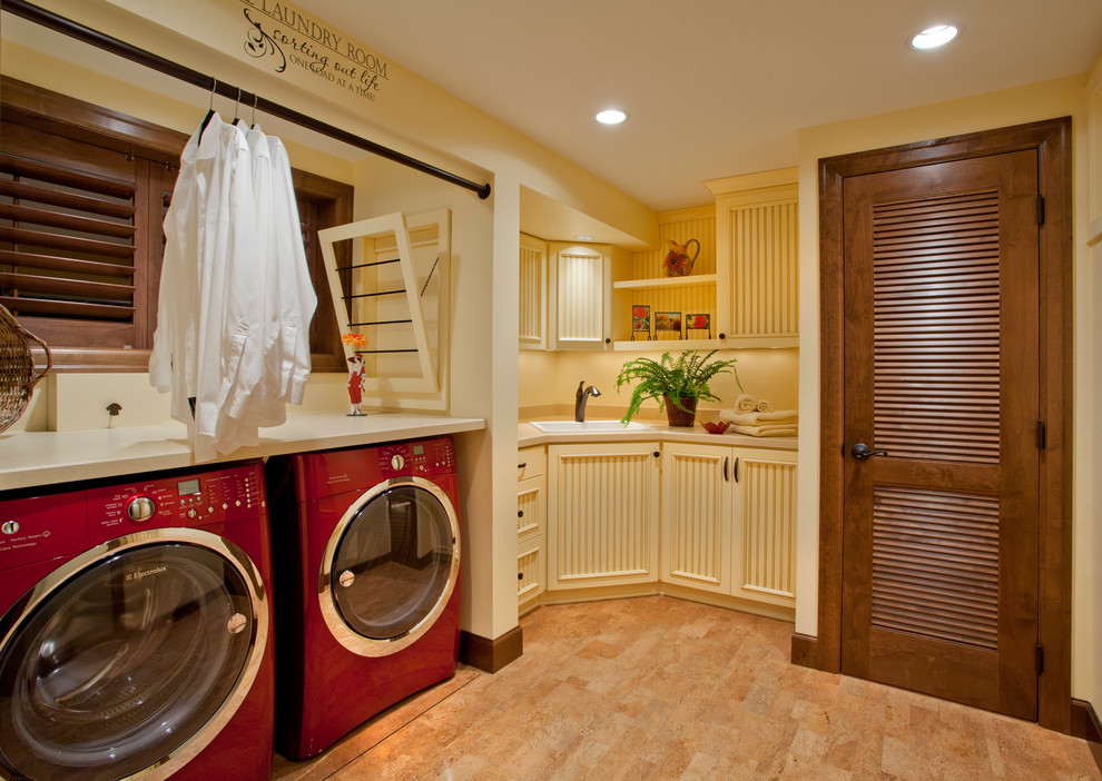 Dry Bar Furniture Laundry Room Traditional with Beige Cabinets Beige Countertop