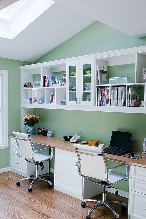 Dual Office Desk Home Office Contemporary with Accessories Color Computer Station