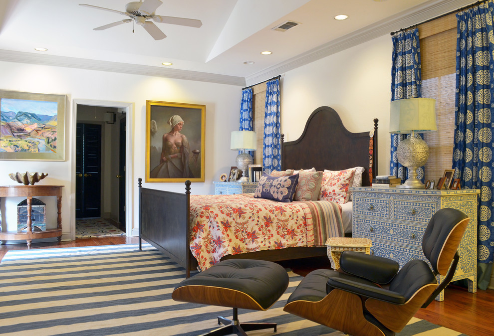 Eames Lounge Chair Bedroom Eclectic with Art Bedding Blue Bold