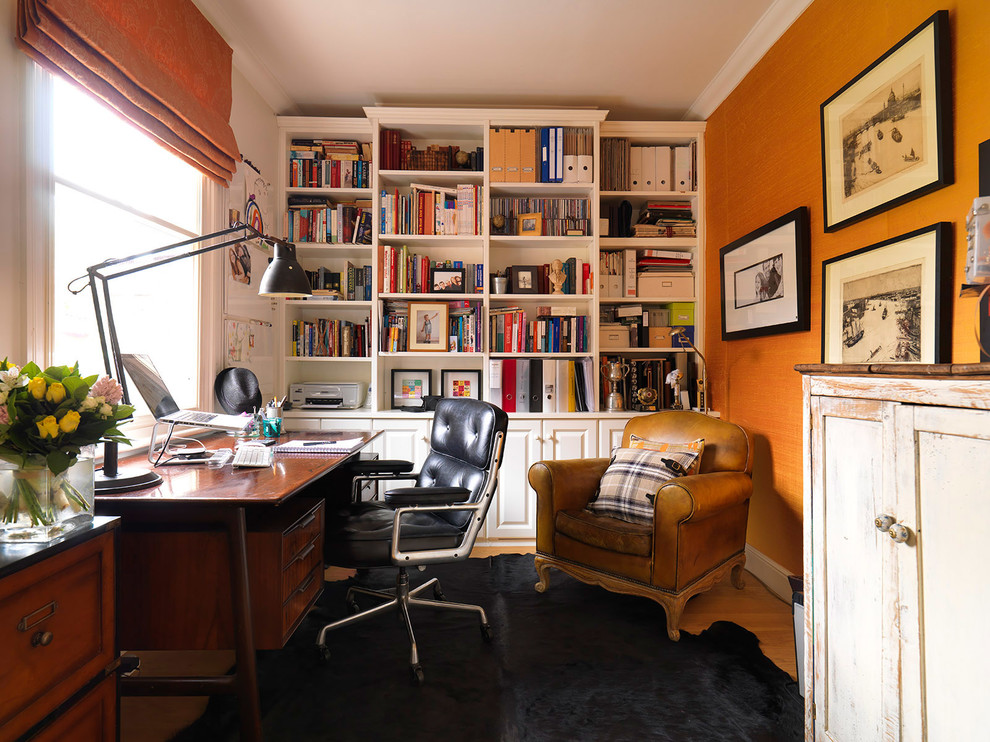 Eames Office Chair Home Office Traditional with Black Animal Hide Rug