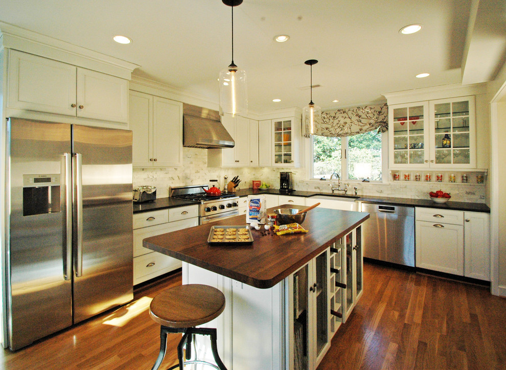 Edison Bulb Pendant Kitchen Eclectic with Bosch Butcher Block Farm