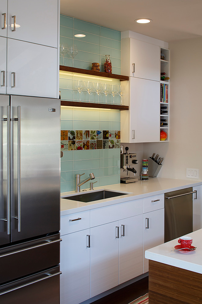 Elegant Kitchen Designs Kitchen Contemporary with Beige Wall Colorful Glass
